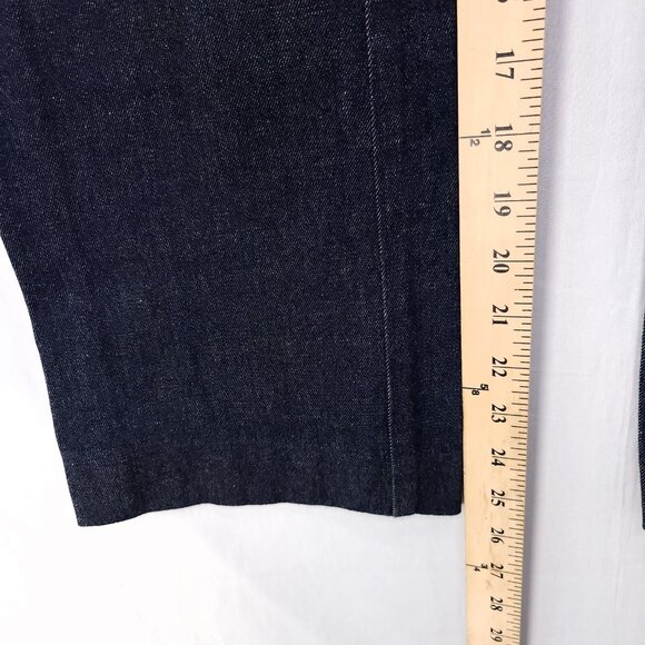 Anthropologie Jeans Women 8 The Essential Crop Flare Blue Denim Dark Zip Pockets - Picture 10 of 13